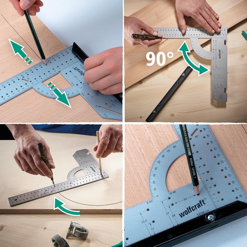 wolfcraft Universal Angle 5205000 Protractor with 300 mm Side Length for Precise Marking and Drawing - Image 2